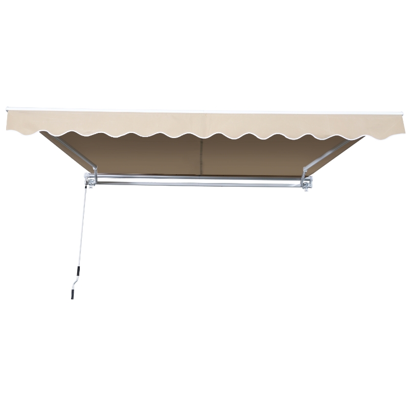 Outsunny Toldo Manual Plegable de Aluminio 3,5x2,5m Toldo Patio Balcón Terraza con Manivela Impermeable Protección Solar UV para Jardín Exterior Aluminio Acero Tela de Poliéster Color Crema