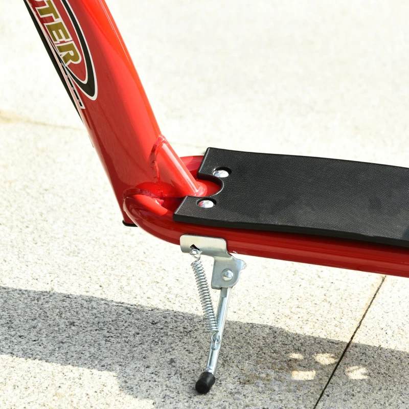 HOMCOM Patinete para Niños Mayores de 5 Años Scooter 2 Neumáticos Inflables de Caucho con Frenos Manillar Ajustable 117x52x80-85 cm Rojo
