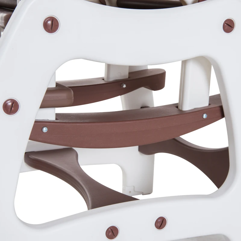 HOMCOM Trona para Bebé Multifuncional Convertible en Silla Mecedora y Silla+Mesa con Cinturón de Seguridad (Café)