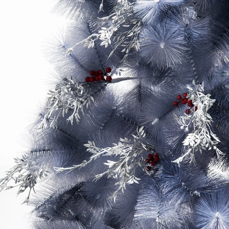 HOMCOM Árbol de Navidad 210cm Artificial Árbol de Pino Decoración Navideña con Piezas de Decoración 499 Ramas Gris Metal PET