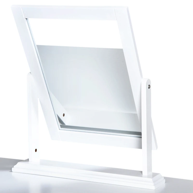 HOMCOM Tocador Mesa Maquillaje con Espejo Giratorio 360° y 2 Cajones Diseño Moderno para Dormitorio 100x40x73cm MDF