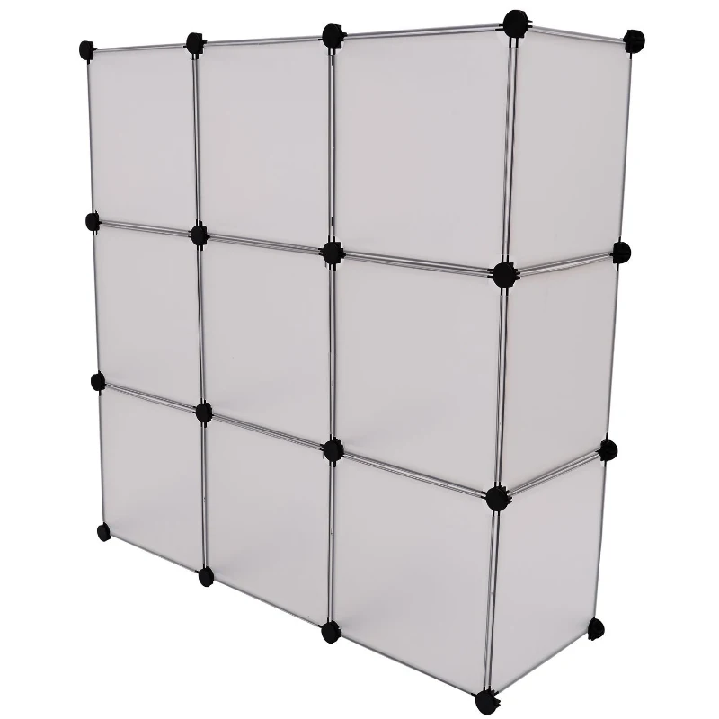 Homcom - Estanteria modular armario con puertas plastico hierro zapatero baño modelo 3