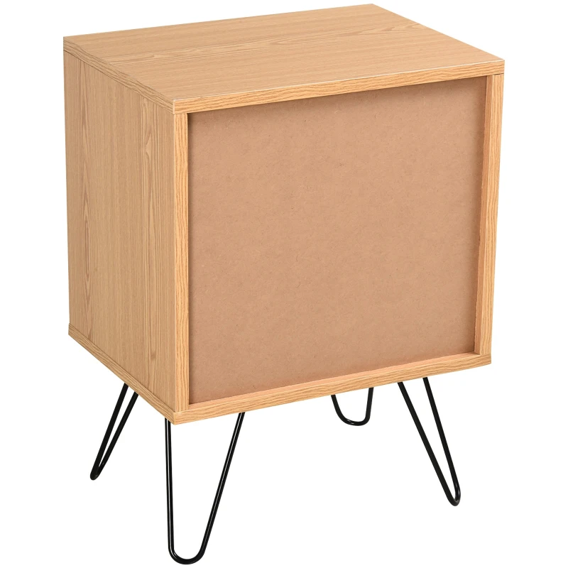 HOMCOM Mesita de Noche con Pies Elevados Cajón y Estante Color Madera Natural 40x30x51 cm