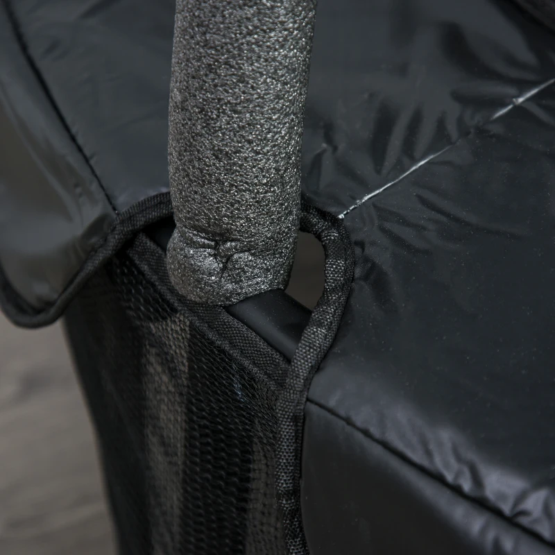 HOMCOM Cama Elástica Infantil Trampolín para Niños con Red Protectora Puerta con Cremallera +3 Años para Interiores y Exteriores Marco Acero 140x140x158 cm Negro