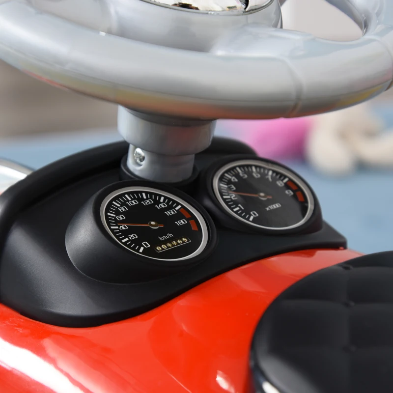 HOMCOM Coche para Bebés Mayores de 12 Meses Correpasillos para Niños en Forma de Vehículo Vintage con Sonidos y Bocina Espacio de Almacenaje 70x28,5x37 cm Rojo