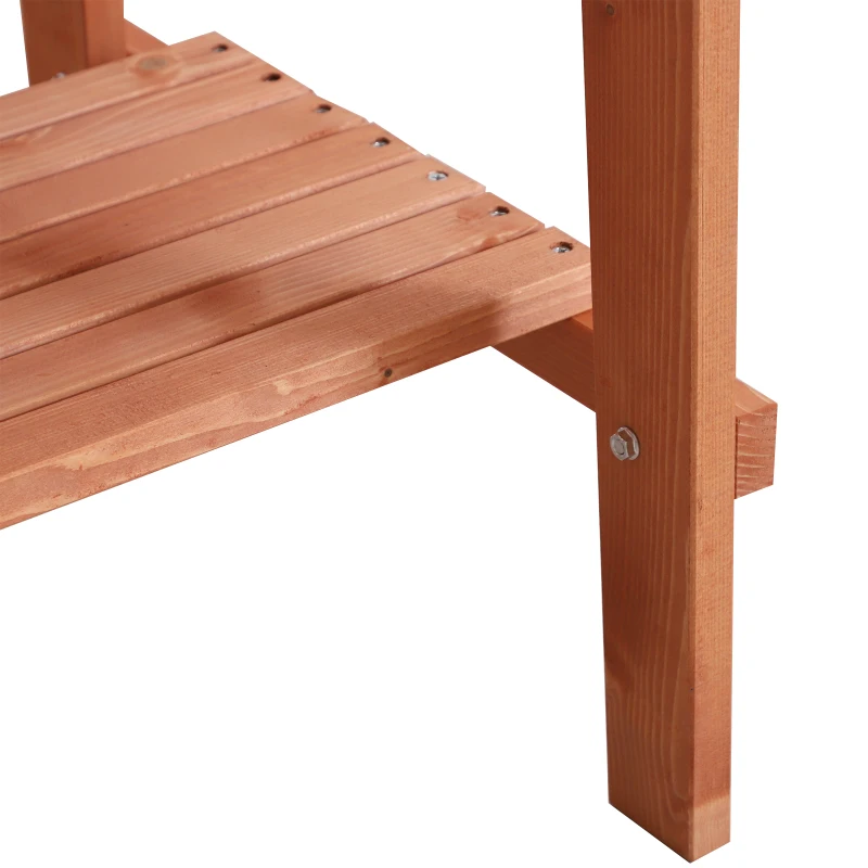 Outsunny Mesa Auxiliar para Jardín con 2 estantes de Madera Mesitas de Café Mesa Lateral para Sofá Salón Dormitorio 50x50x60 cm