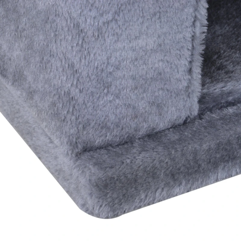 PawHut Árbol Rascador para Gatos Centro de Actividades para Mascotas con 2 Cajas Plataforma Cubierto de Felpa Suave Postes de Sisal Ecológico 60x40x86 cm Gris