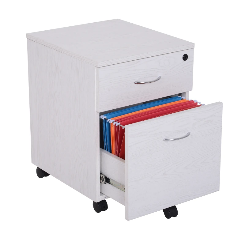 Vinsetto Cajonera Archivador con Ruedas Armario Archivador Móvil Cajonera Madera Seguro para Oficina con Llave para Organizar Documentos en Oficina o Hogar 40x44x54.6cm