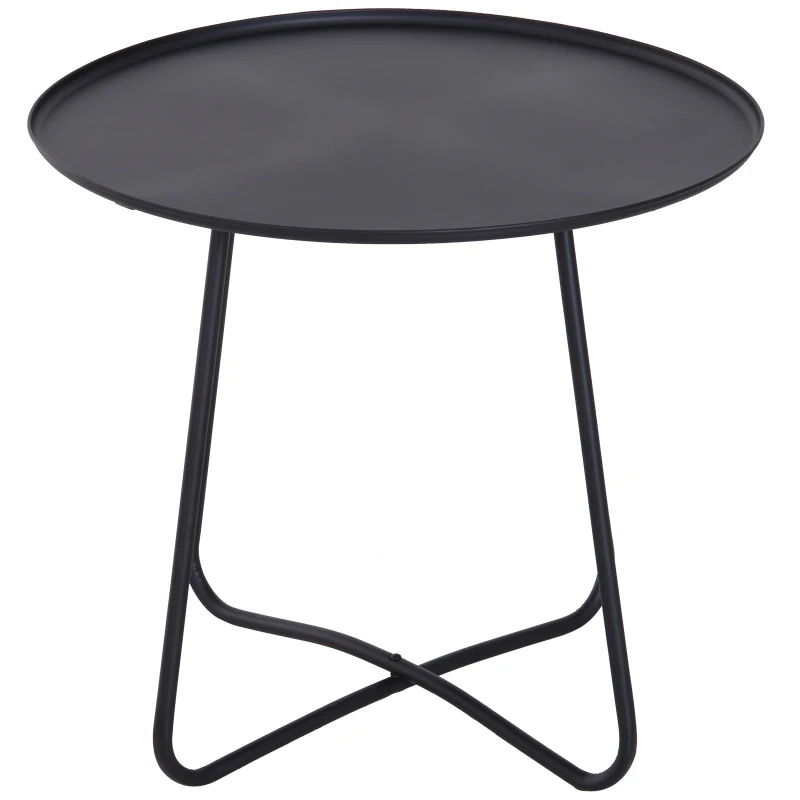 HOMCOM Mesa de Centro Metálica Mesita Café Redonda Minimalista Creativa Estructura Metálica para Salón Comedor Hierro ∅62x55cm