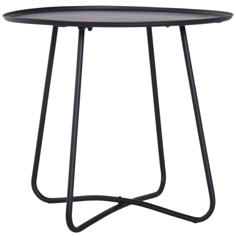 HOMCOM Mesa de Centro Metálica Mesita Café Redonda Minimalista Creativa Estructura Metálica para Salón Comedor Hierro ∅62x55cm