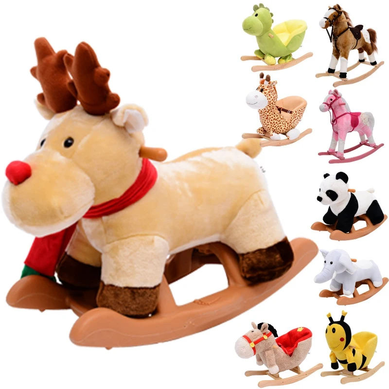 Outsunny - Caballito balancin reno de peluche para niños a partir de 2 años mecedora