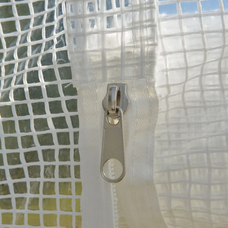 Outsunny Invernadero de Jardín 240x180x200 cm Túnel con 4 Ventanas y Puerta Enrollable para Cultivo de Plantas Flores Verduras Cubierta PE y Marco Acero Blanco