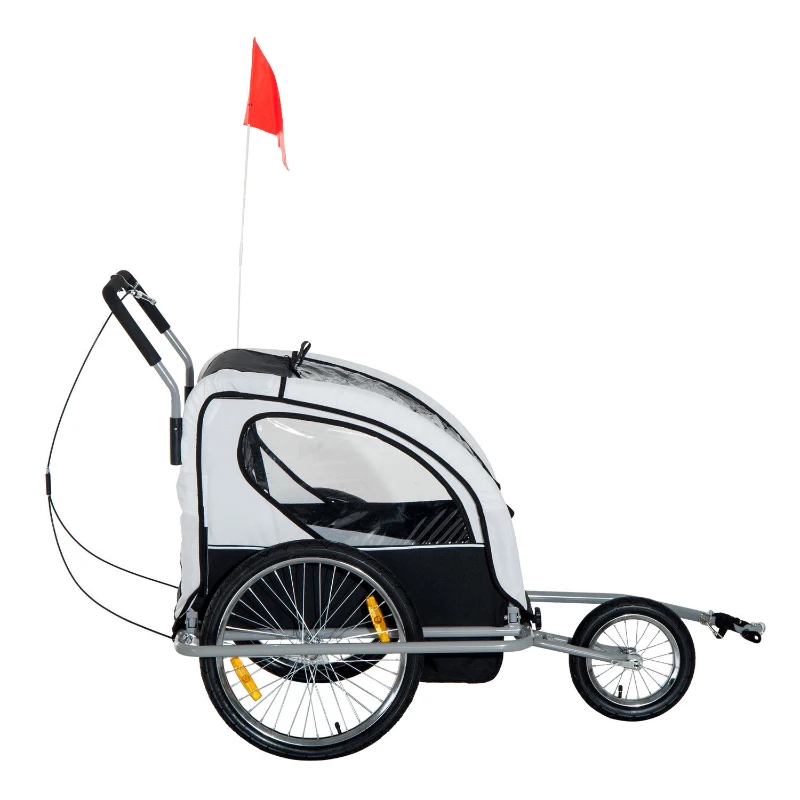 HOMCOM Child Bike Carrier, 2-Seater-Grey