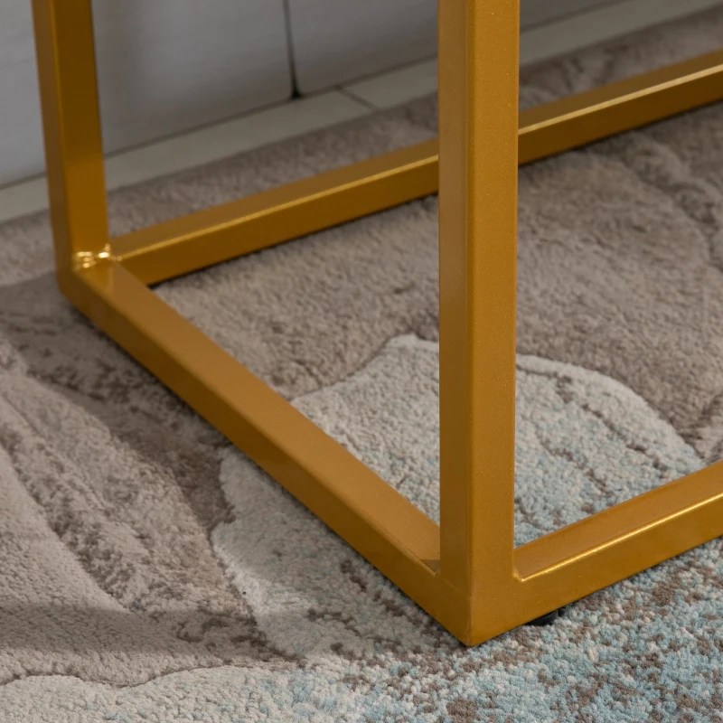 HOMCOM Banqueta Multifuncional Banco Taburete Pie de Cama con Asiento Acolchado y Patas Metálicas 120x35x42 cm Gris y Dorado