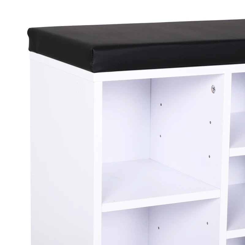 HOMCOM Gabinete de Zapatos de Madera con Asiento para Entrada Pasillo Banco de gabinete de zapatos Banco Moderno de Almacenamiento para Casa Salón con 12 Cubos 103.5x48x30cm