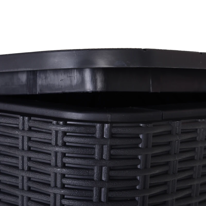 Outsunny 50L Outdoor Rattan-Effect Lift-Top Bar Tea Table Black