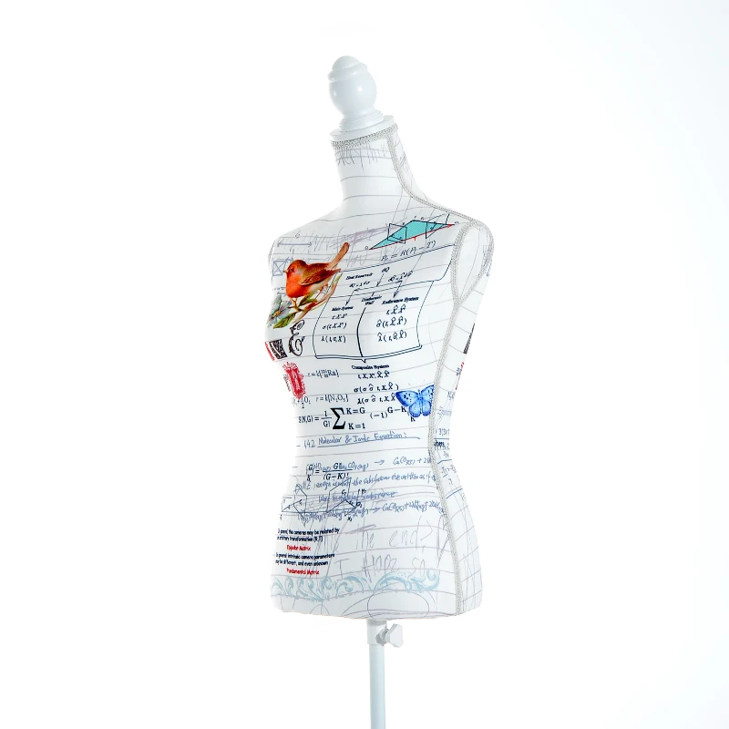 HOMCOM Maniquí Femenino de Costura Busto de Señora para Modistas Exhibición con Altura Ajustable a 130-168 cm Base de Trípode Blanco
