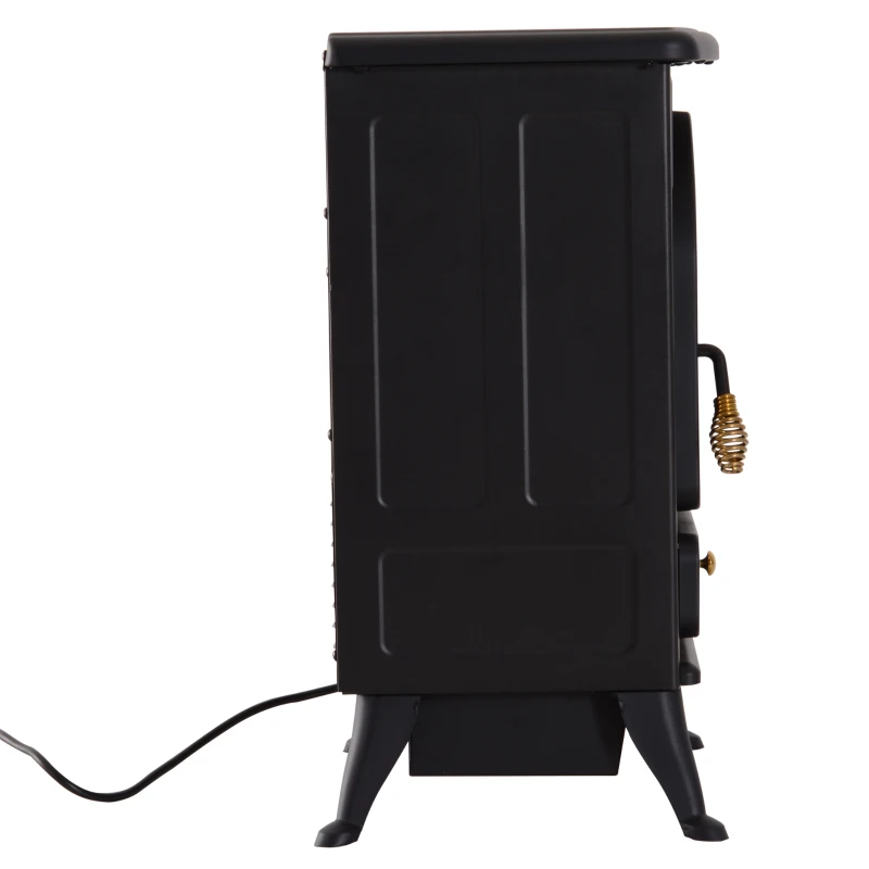 HOMCOM Chimenea Eléctrica Móvil Calefactor Estufa Eléctrica con Termostato 900W/1800W Efecto Fuego LED Temperatura Ajustable 41.5x28x54cm Acero