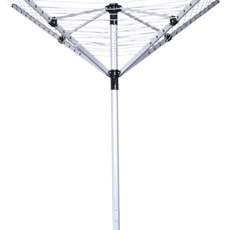 HOMCOM Tendedero Giratorio 50m para Jardín Camping Secador Ropa Plegable Altura Ajusatable 4 Brazos Tenderero tipo Paraguas Aluminio
