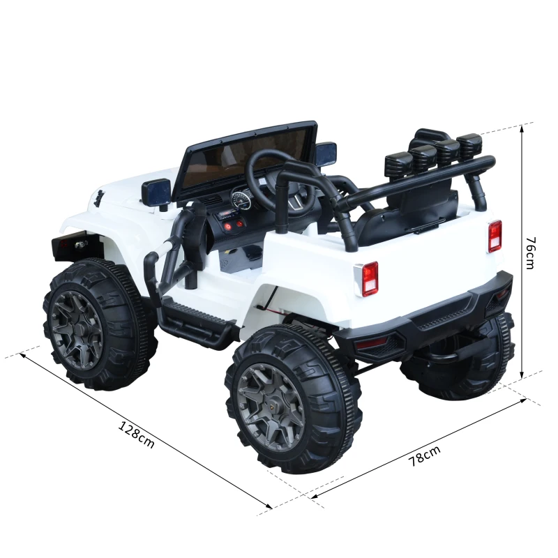 HOMCOM Coche Eléctrico Todoterreno con Mando a Distancia MP3 Luces y Sonidos Apertura de Puerta Batería 12V Control Remoto Carga 30kg para Niños +3 Años 128x78x76cm