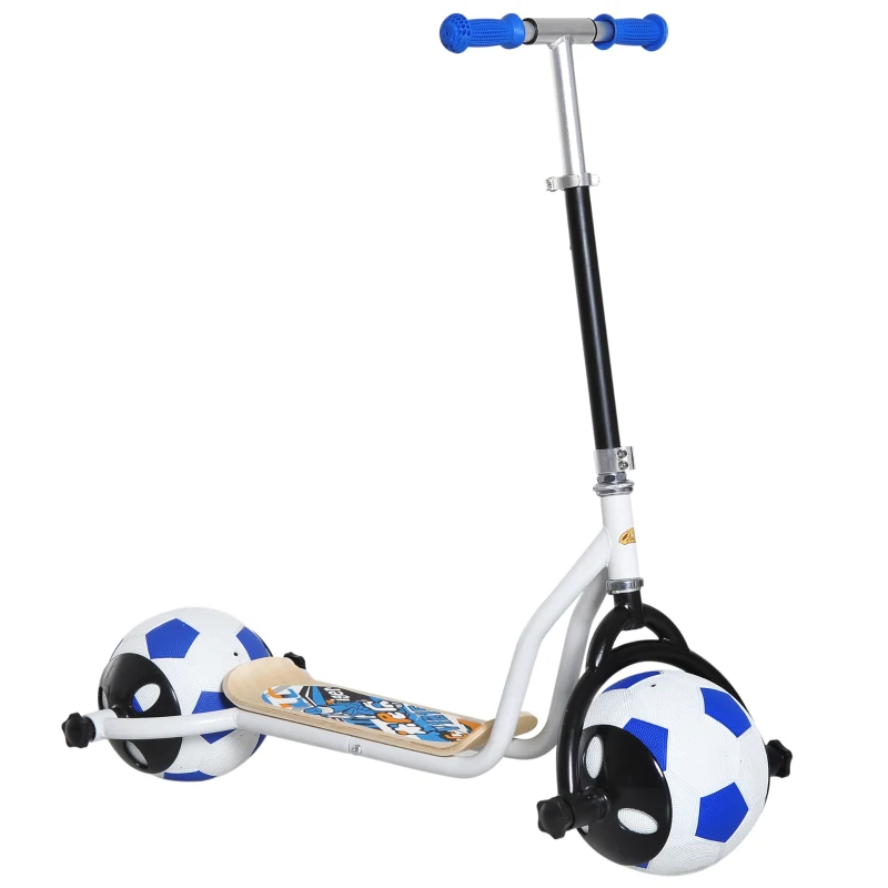 HOMCOM Patinete para Niños Scooter Infantil con Ruedas Goma Fútbol Manillar Ajustable Marco Aluminio y Acero Carga 30kg +3 Años