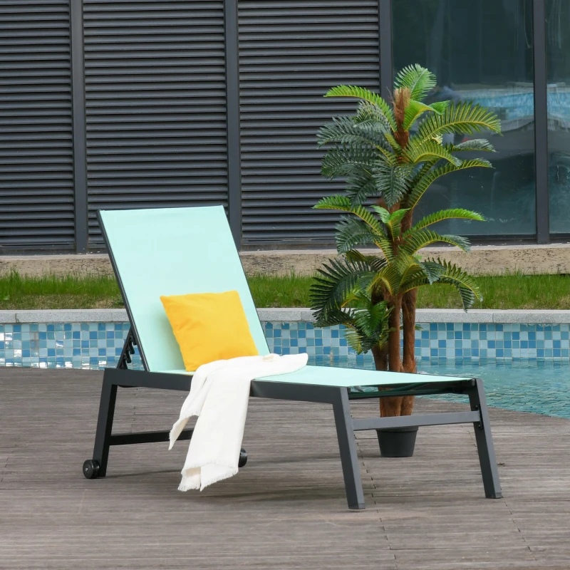 Outsunny Tumbona Multiposiciones de Jardín con Respaldo Reclinable en 5 Posiciones de Aluminio y textilene Carga 160 kg para Patio Terraza 169x65x102 cm Verde