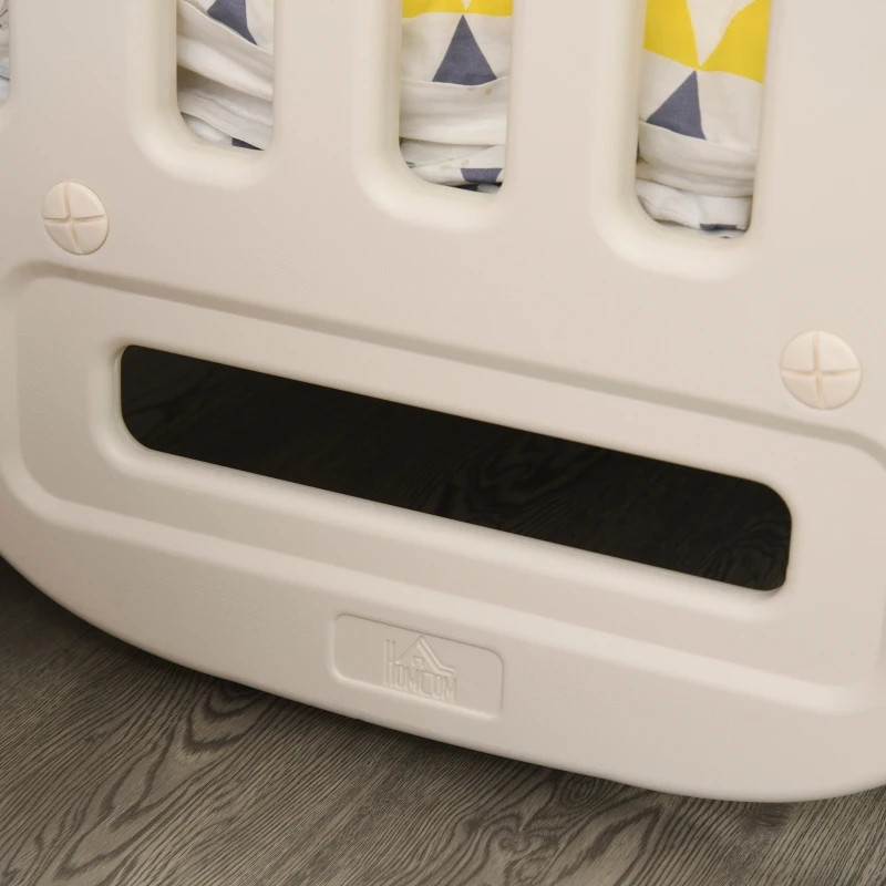 HOMCOM Cuna de Bebé 2 en 1 para 0-6 Años Balancín Ajustable en 2 Alturas hasta 25 kg Convertible en Mecedora con 4 Ruedas y Frenos 107x70x100 cm Beige