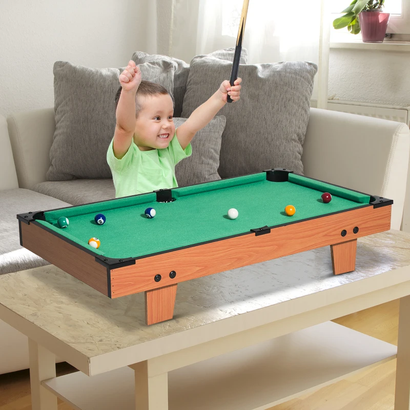 HOMCOM Mesa de Billar con Accesorios Juego de Billar de Madera para Niños +3 Años y Adultos 75x41.5x16.5cm