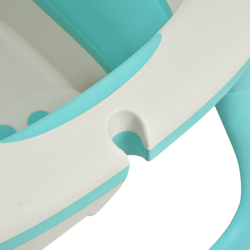 HOMCOM Bañera para Bebé Plegable y Portátil con Recipiente de Champú Palangana y Taburete Set de 4 Piezas de Ducha para 0-3 Años 81,5x60x46,5 cm Verde