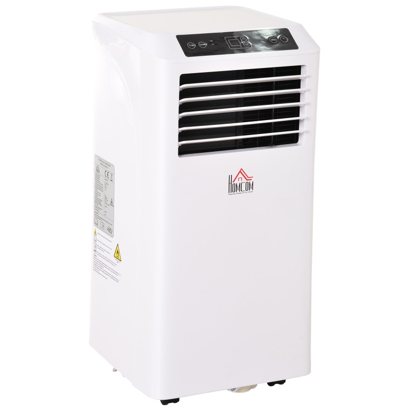 HOMCOM Aire Acondicionado Portátil 9000Btu con Ruedas R290 Temporizador LED 3 en 1 Enfriador Humidificador y Ventilador con Mando Potencia 1003W 35,4x33,8x69,8 cm Blanco