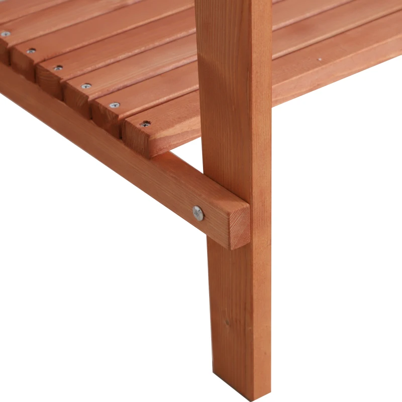 Outsunny Mesa Auxiliar para Jardín con 2 estantes de Madera Mesitas de Café Mesa Lateral para Sofá Salón Dormitorio 50x50x60 cm