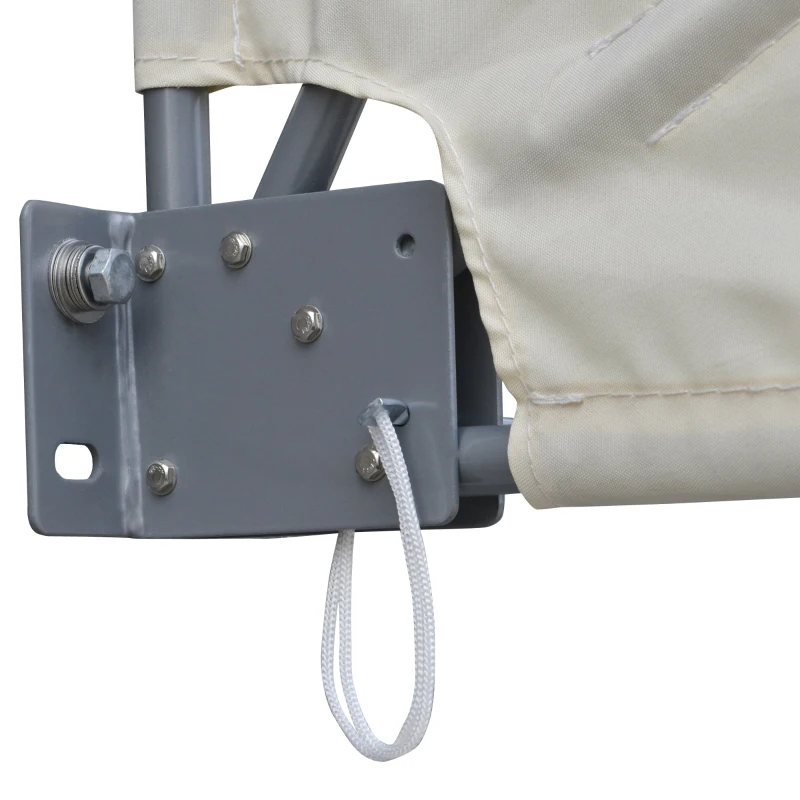 Outsunny Toldo Lateral Plegable de Balcón 120x120 cm en Forma de Abanico Aluminio con Soporte de Pared para Suelo Terraza Patio Beige