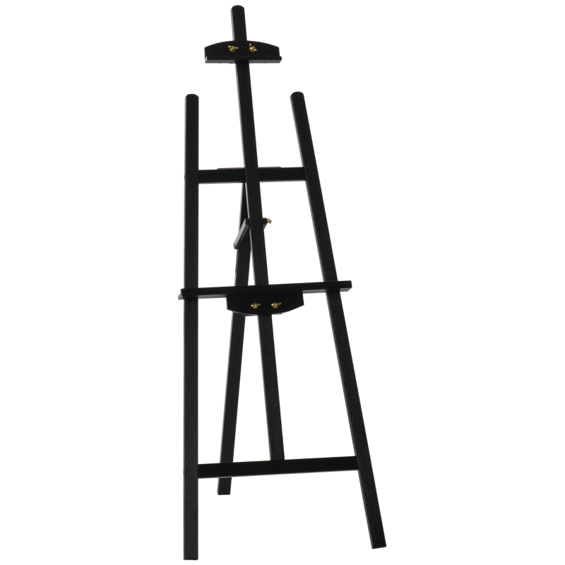 HOMCOM Caballete Pintura de Madera Caballete de Dibujo Estudio Inclinable 90° con Soporte Trípode y Pincel 51,5x71,5x134,5 cm Negro