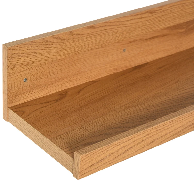 kleankin 2 Muebles de Baño Colgante Armario y Estante Abierto de Pared con Toallero y Puertas de Vidrio de Cierre Magnético Cocina 61x19,5x51 cm Madera Natural