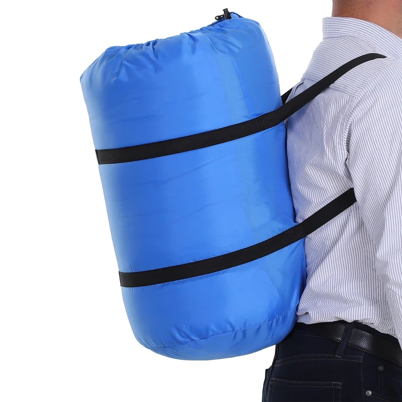 Saco de Dormir Doble Plaza Convertible en 2 Sacos Independientes 210x150 cm Azul