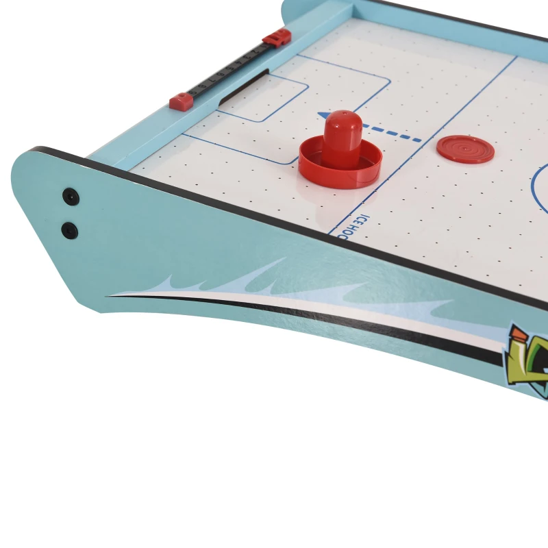 HOMCOM Mini Mesa de Hockey de Aire Juego de Hockey sobre Hielo con Ventilador para Fiesta Doméstico Portátil y Divertido Mayores de 8 Años 72,5x40x10,5 cm Azul