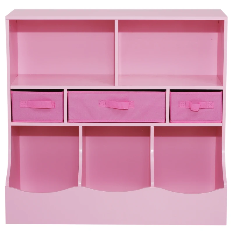 HOMCOM Estante Organizador para Juguetes Libros Estantería de Almacenamiento Habitación Infantil de 3 Niveles 8 Cajas