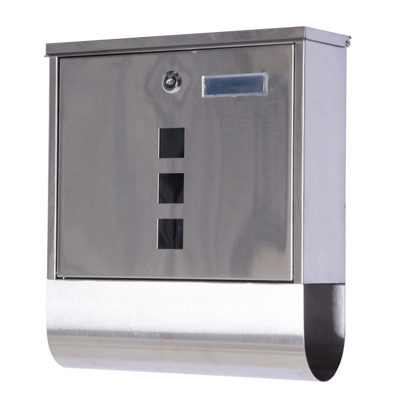 HOMCOM Buzón Exterior de Acero Inoxidable para Cartas Correo Postal