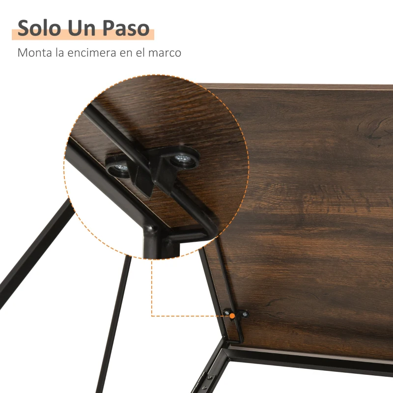 HOMCOM Mesa de Ordenador Escritorio de Oficina con Marco Metálico Plegable en Forma de X Estable Diseño Industrial 100x50x72,5 cm Marrón Rústico