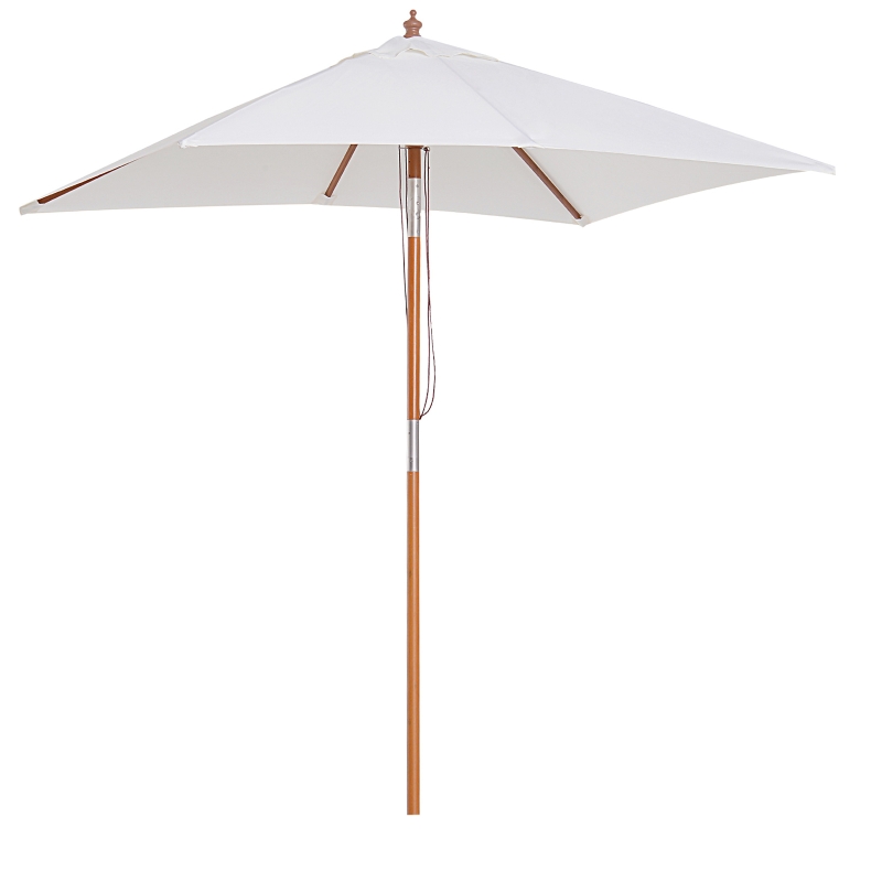 Outsunny® Sombrilla Parasol de Bambú Madera para Jardín Terraza Patio Playa Doble Techo Ángulo Inclinable Rectángulo Mástil de 38mm Crema 2x1.5m