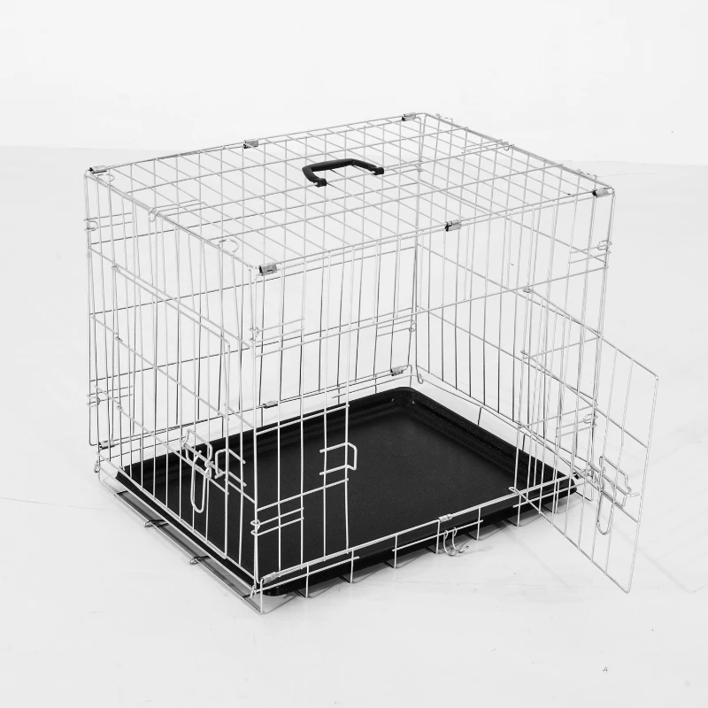 PawHut Transportin Plateado ABS y Acero 122x77x82cm