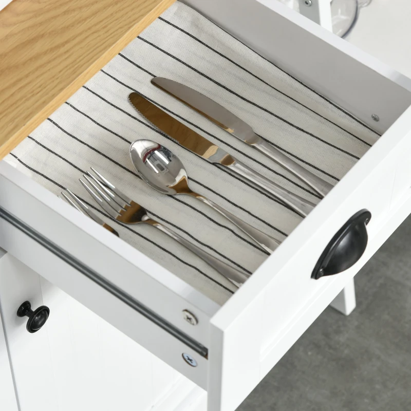 HOMCOM Armario Alacena de Cocina Buffet Aparador Organizador con 7 Estantes y un Cajón Extraíble 4 Puertas con Baldas Ajustables 101x39x180 cm Blanco