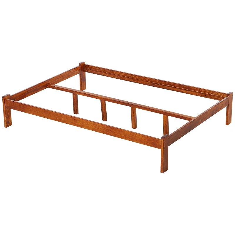 HOMCOM Marco de Cama Doble de Madera de Pino para Dormitorio Cama de Metal Estructura Carga 250kg 139.3x195.5cm