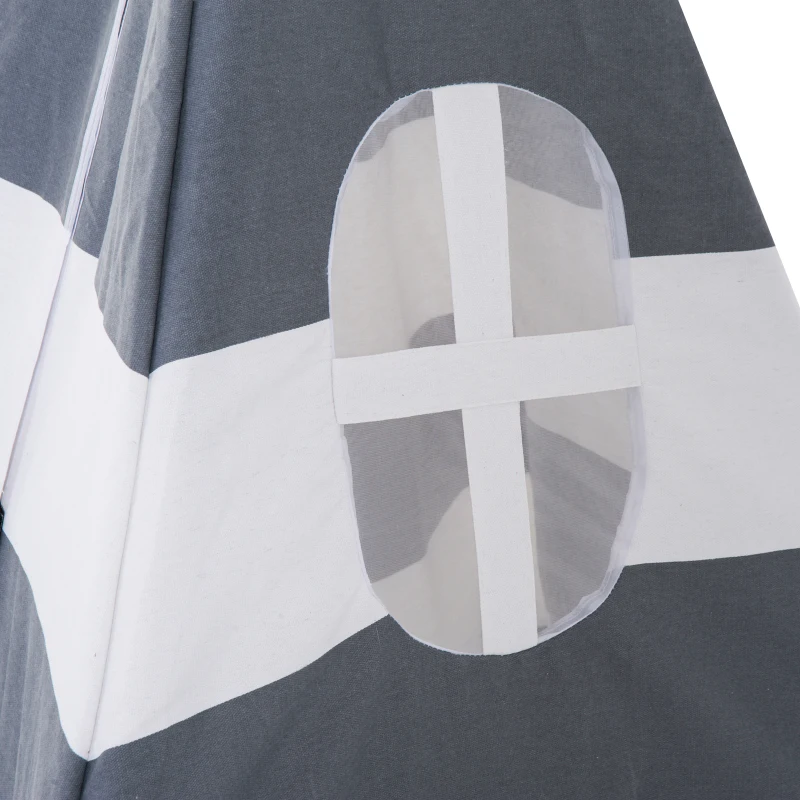 HOMCOM Tienda de Campaña de Niños Tienda India Tipi Infantil Juego de Carpa Teepee con Puerta y Ventana para Hogar y Exterior 110x110x150cm Lona de Algodón y Madera de Pino