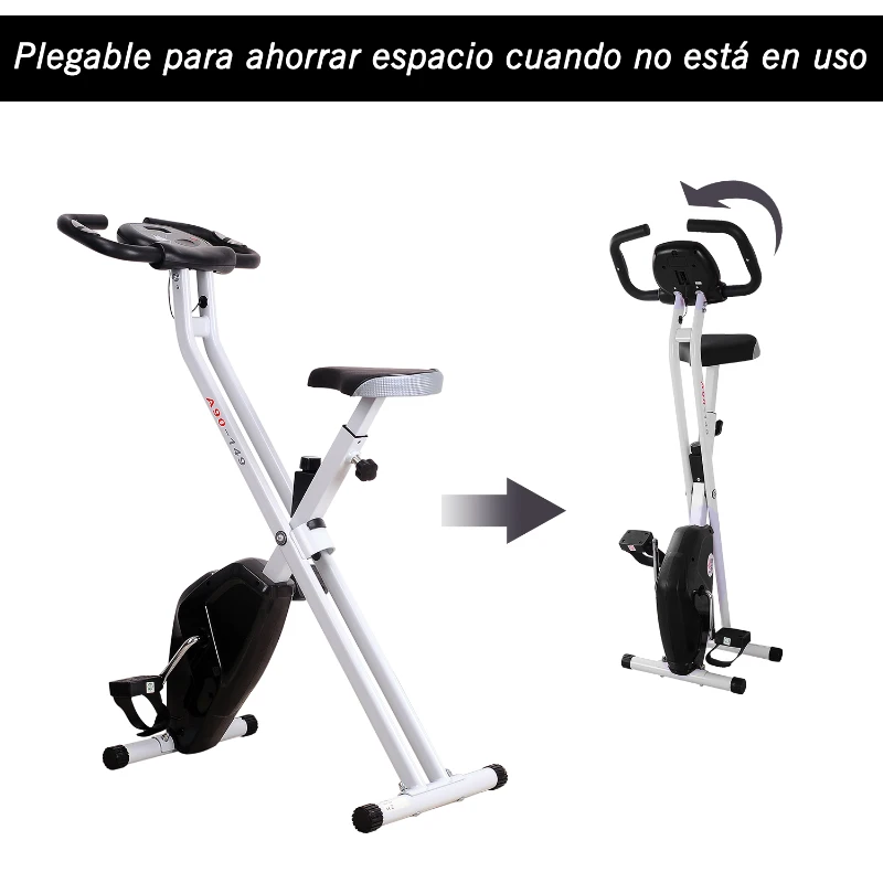 HOMCOM Bicicleta Estática Plegable Bicicleta de Ciclismo Vertical con Resistencia de  8 Niveles Pantalla LCD Asiento Ajustable Soporta hasta 110 kg 83x43x110 cm Negro