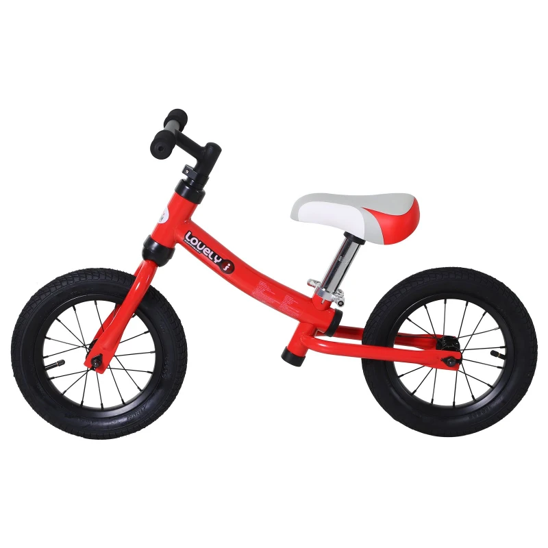 HOMCOM Bicicleta sin Pedales Sillín Regulable 31-45cm Recomendado para niños + 2 Años Rueda de Goma Carga 25kg 65x33x46cm Rojo