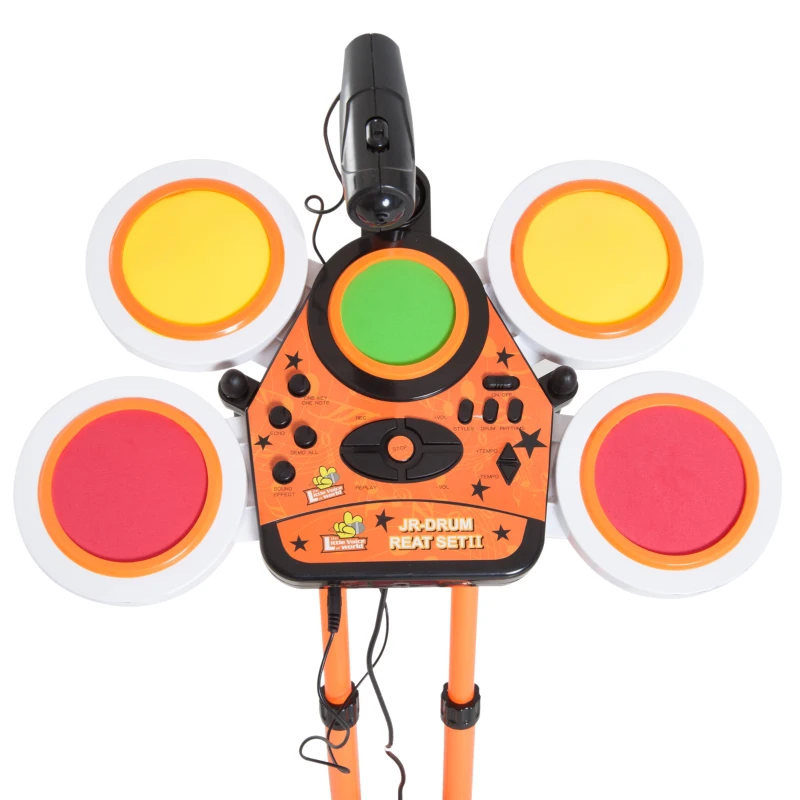 HOMCOM Kit Tambor de Jazz con Micrófono Set Batería Electrónica Infantil Juguete Musical de Instrumentos con MP3 Sonidos 45x25x140cm