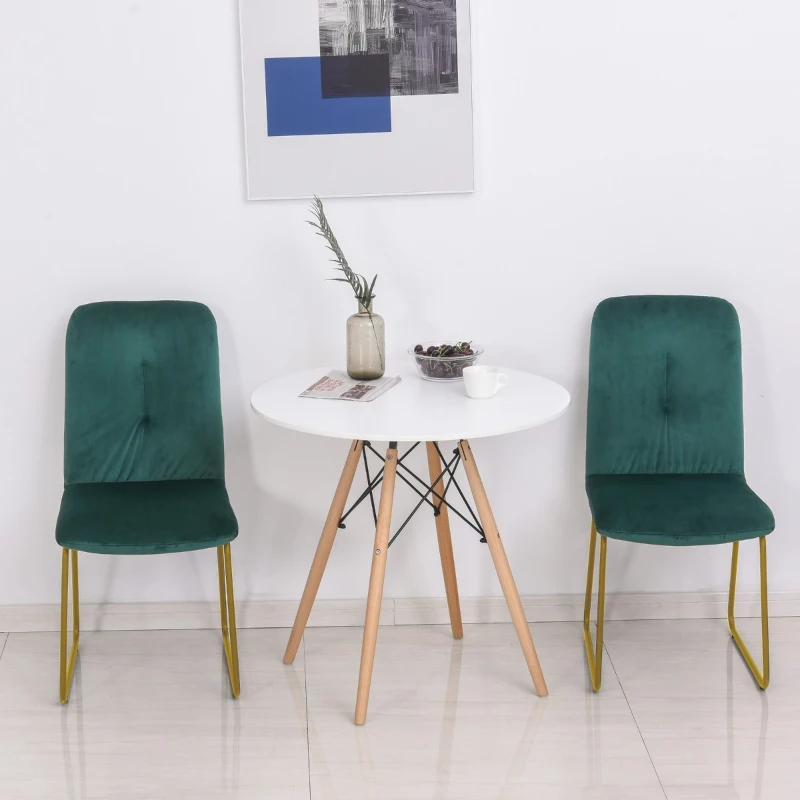 HOMCOM Juego de 2 Sillas de Comedor de Estilo Nórdico con Patas de Metal 44,5x59,5x91 Verde