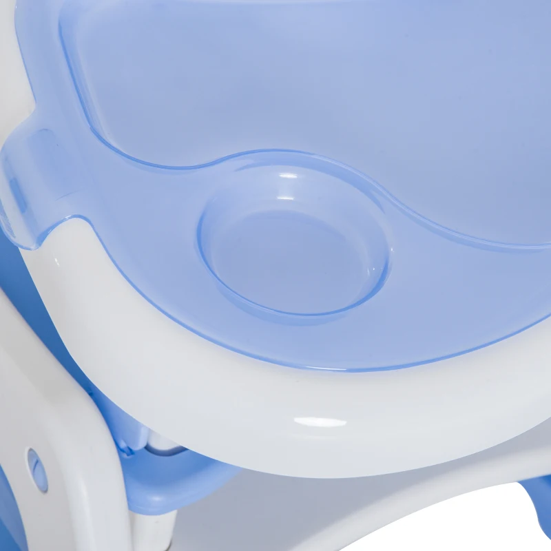 HOMCOM Trona para Bebé Multifuncional Convertible en Silla Mecedora y Silla+Mesa con Cinturón de Seguridad (Blanco y Azul)