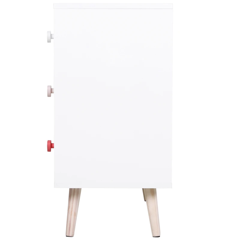 HOMCOM Cajonera Infantil con 3 Cajones Patas de Madera para Almacenamiento de Ropa o Juguetes de Niños Carga 50 kg 90x42x80 cm Rosa
